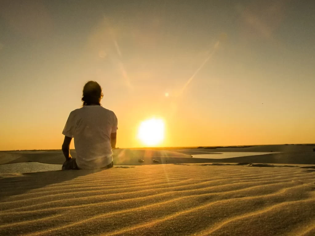 Pôr do sol nos Lençóis Maranhenses - passeio das Lagoas da Gaivota e Andorinhas - Santo Amaro - MA