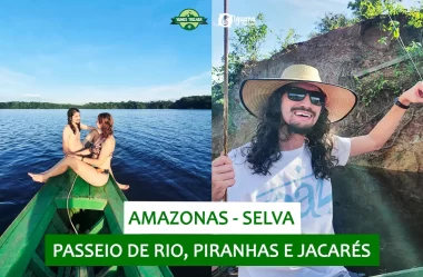 Passeio de rio na Selva Amazônica: pescando piranha e focagem de jacaré (ft. Iguana Tour)