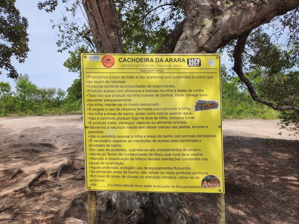 Placa da Cachoeira da Arara - Jalapão - TO - Vamos Trilhar