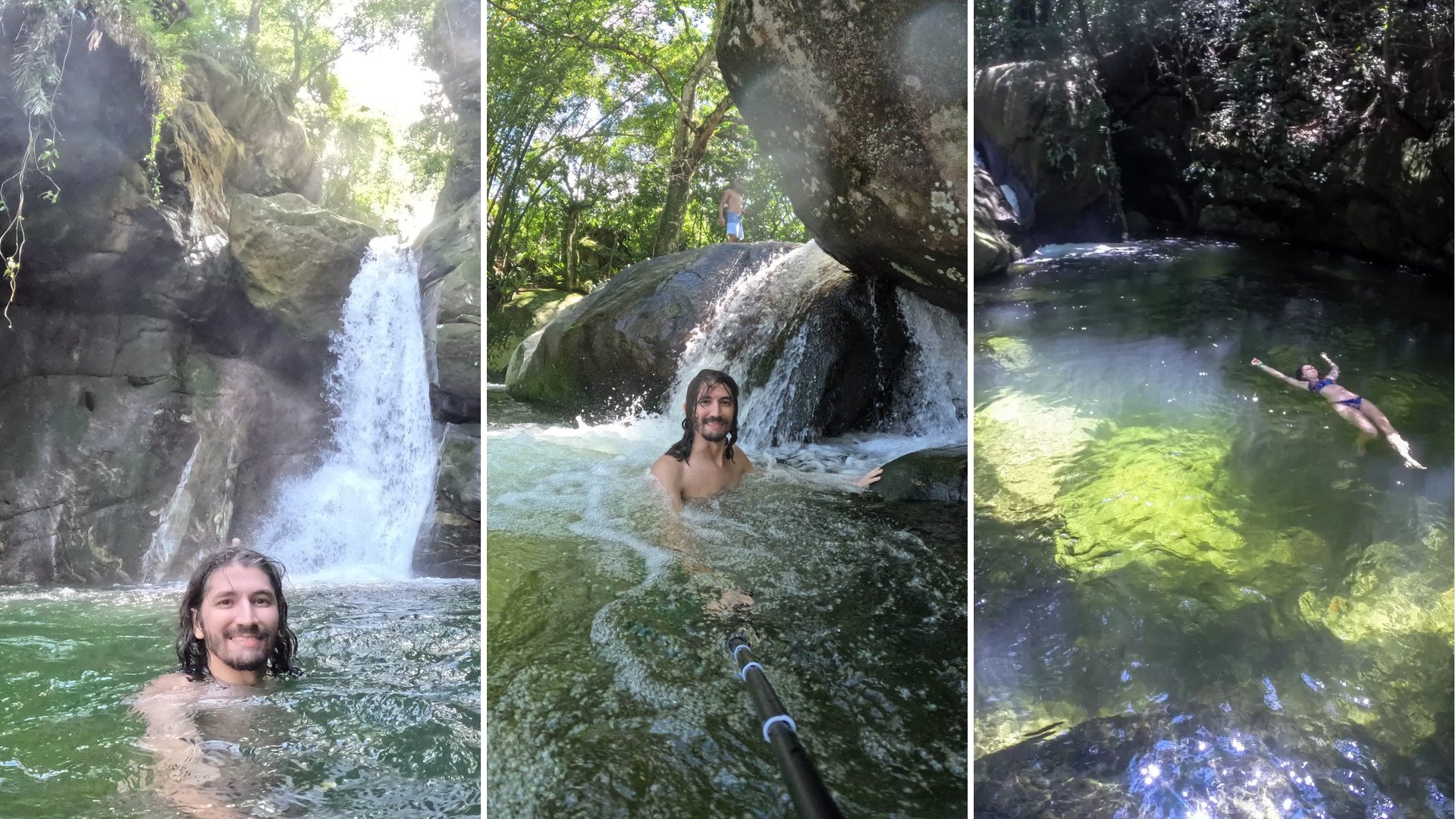 Vinícius Pinto em três poços e quedas de cachoeira, em trilha gravada para o Vamos Trilhar
